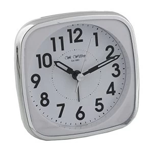 Square Alarm Clock - White & Silver