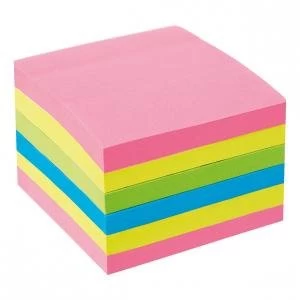 Office 76x76mm Extra Sticky Re move Notes 4 Assorted Neon Colours 90