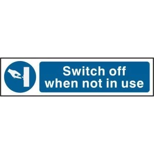 ASEC Switch Off When Not In Use 200mm x 50mm PVC Self Adhesive Sign