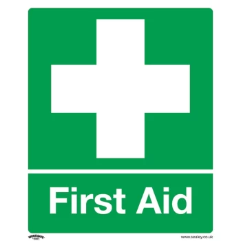 Safety Sign - First Aid - Self-Adhesive Vinyl - Pack of 10