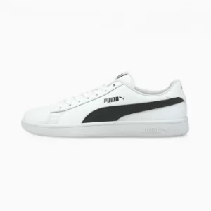 Mens PUMA Smash V2 Leather Trainers, White/Black, size 7.5, Shoes