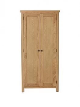K-Interiors Shelton Ready Assembled Solid Wood 2 Door Wardrobe - Rustic Oak