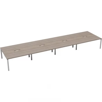 10 Person Double Bench Desk 1200X800MM Each - White/Grey Oak