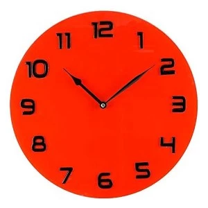 Hometime Glass Wall Clock Arabic Dial - Red 35cm