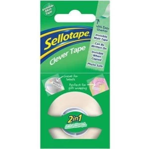 Sellotape Clever Tape Roll Write-on Copier-friendly Tearable 18mm x 25m Matt Pack of 8