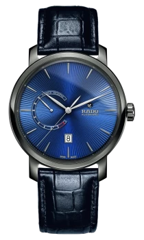 Rado DiaMaster Automatic Power Reserve Mens watch - Water-resistant 10 bar (100 m), Plasma high-tech ceramic, blue
