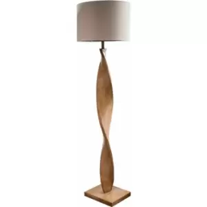 Abia floor lamp in Poly resin, Oak effect resin and natural linen
