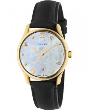 Gucci G-Timeless Mother of Pearl Dial Leather Strap Womens Watch YA1264044 YA1264044