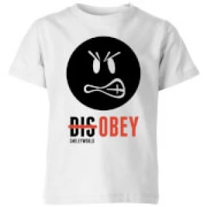 Smiley World Slogan Disobey Kids T-Shirt - White - 3-4 Years