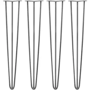 4 x Hairpin Leg - 28 - Unfinished - 3 Prong - 10m - Metallic
