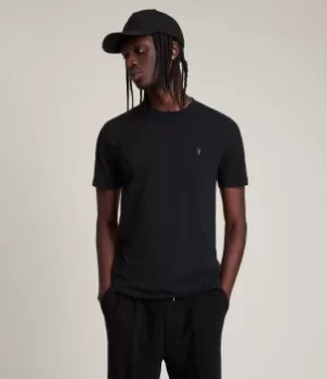 AllSaints Mens Cotton Slim Fit Brace Tonic Short Sleeve Crew T-Shirt, Black, Size: S