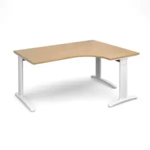Office Desk Right Hand Corner Desk 1600mm Oak Top With White Frame 1200mm Depth TR10 TDER16WO