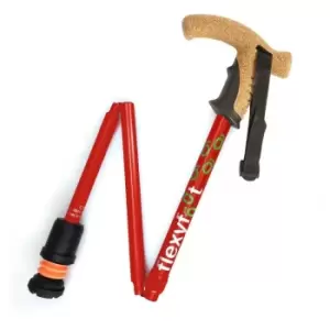 Flexyfoot Premium Cork Handle Walking Stick - Red - Folding