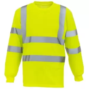 Yoko Adults Unisex Hi-Vis Long Sleeve T-Shirt (M) (Yellow) - Yellow