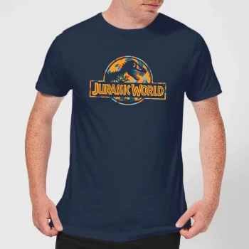 Jurassic Park Logo Tropical Mens T-Shirt - Navy - XS - Navy