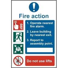 ASEC Fire Action Procedure 200mm x 300mm PVC Self Adhesive Sign