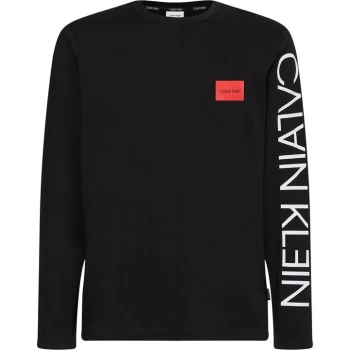 Calvin Klein Box Logo Long Sleeve T Shirt - Ck Black