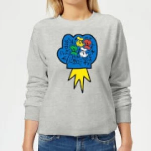 Donald Duck Pop Fist Womens Sweatshirt - Grey - XL
