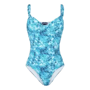 Women One Piece Swimsuit Flowers Tie & Dye - Leonita - Blue - Size XS - Vilebrequin