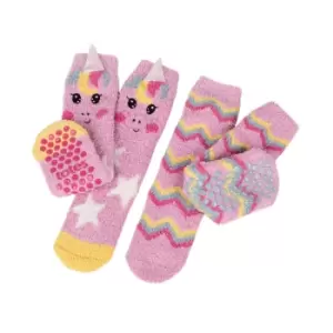 totes Toasties Unicorn Super Soft Kid's Slipper Socks Pink