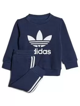 Boys, adidas Originals Toddler Kids Adicolor Trefoil Crew Sweater Set - Dark Blue, Dark Blue, Size 3-6 Months