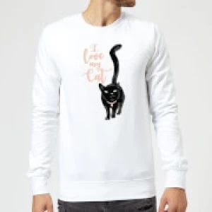 Candlelight I Love My Cat Black Cat Sweatshirt - White - 5XL