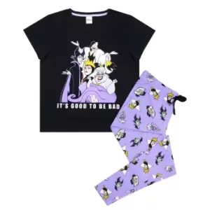 Disney Womens/Ladies Its Good To Be Bad Villains Pyjama Set (XL) (Black/Lilac)