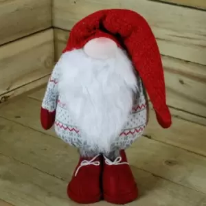 70cm Christmas Knitted Standing Gonk - With Beard, Red Shoes, Hat And Gloves
