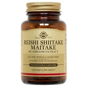 Solgar Reishi Shiitake Maitake Mushroom Extract Vegetable Capsules 50 Vegicaps