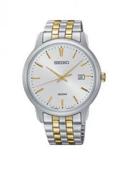 Seiko Seiko Silver And Gold Detail Date Dial Two Tone Stainless Steel Bracelet Mens Watch
