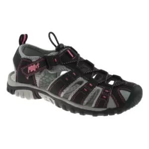 PDQ Womens/Ladies Toggle & Touch Fastening Sports Sandals (3 UK) (Black/Pink)