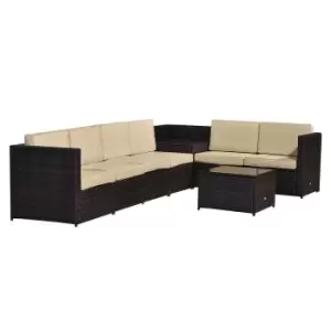 Alfresco 6 Seater Rattan Sofa Furniture Set, Brown