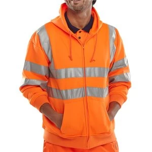 BSeen Sweatshirt Hooded Hi Vis Polyester Pockets 2XL Orange Ref