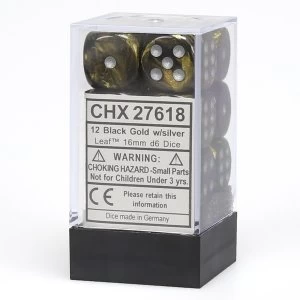 Chessex 16mm d6 Dice Block: Leaf Black Gold/Silver