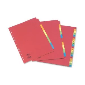 Concord Bright Subject Dividers Europunched 5-Part Extra Wide A4 Assorted Ref 52199