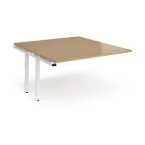 Bench Desk Add On 2 Person Rectangular Desks 1400mm Oak Tops With White Frames 1600mm Depth Adapt