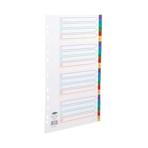 Concord A4 Index A Z Polypropylene Multipunched Reinforced Multicolour Tabs 120 Micron White