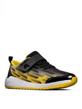 Clarks Aeon Pace Lace Trainer, Black/Yellow, Size 12.5 Younger