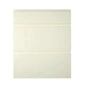 Cooke Lewis Appleby High Gloss Cream Drawer front W600mm Set of 3