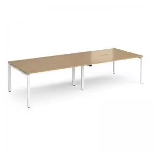 Adapt double back to back desks 2800mm x 1200mm - white frame and oak