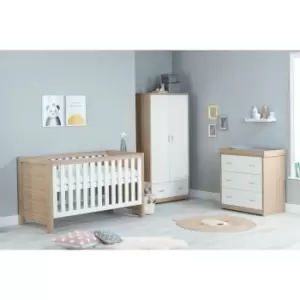 Babymore Luno White Oak 3 Piece Room Set including Cot Bed with D...