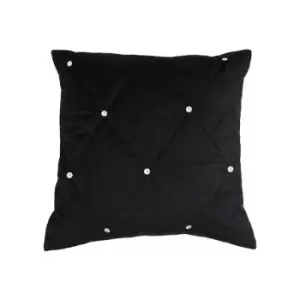 Riva Paoletti New Diamante Quilted Cushion Cover, Black, 45 x 45 Cm