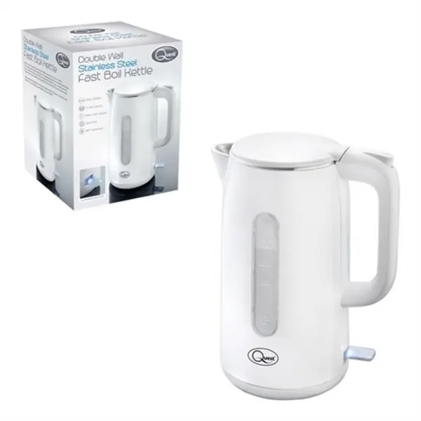 Quest 1.5L Fast Boil Stainless Steel Kettle - White 3000W