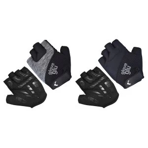 GloveGlu Gel Ride Half Finger Cycle Gloves Black/Grey Large