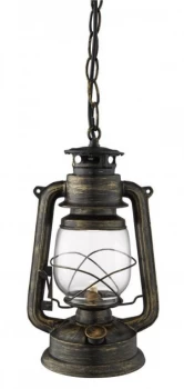 1 Light Small Ceiling Lantern Pendant Black gold, E27