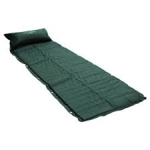Charles Bentley Single Self-Inflating Camping Mat With Pillow Dark Green Polyester, PVC coating, Foam