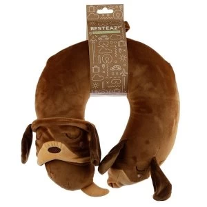 Relaxeazzz Dachshund Dog Plush Memory Foam Travel Pillow & Eye Mask Set