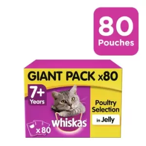 Whiskas 7+ Wet Cat Food Pouches Poultry in Jelly 80 Pouches