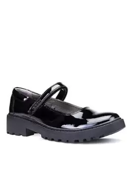 Geox Girls Casey Patent Mary Jane School Shoe - Black, Size 2.5 Older