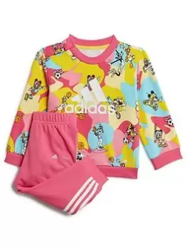 adidas x Disney Infant Girls Mickey Mouse Crew And Jogger Set - Light Pink, Size 9-12 Months, Women